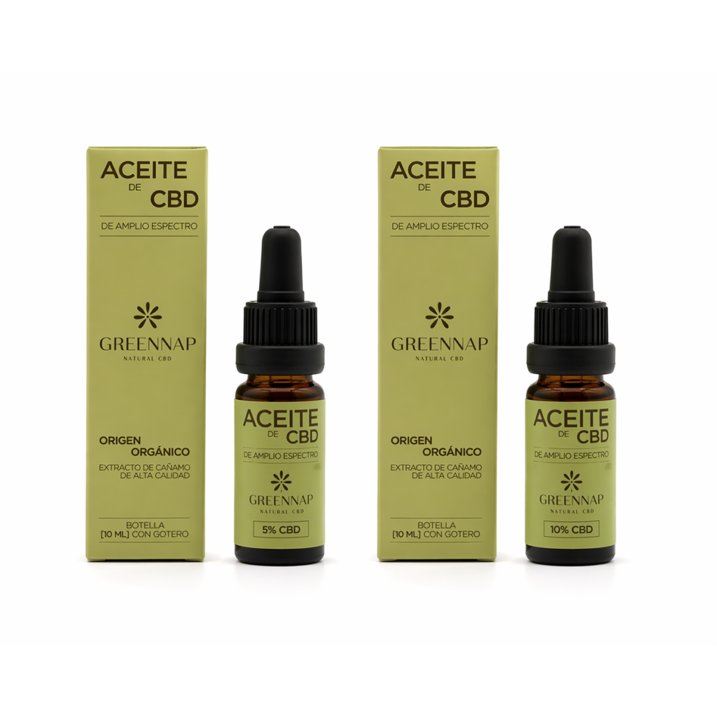 Pack aceite CBD 5% y 10% Green Nap de amplio espectro en formato 10ml