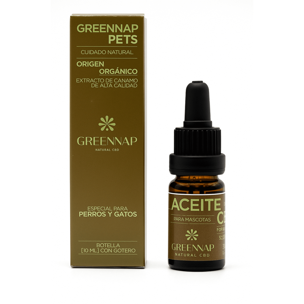 Aceite CBD para Mascotas 5% de Green Nap con extracto de cáñamo premium para perros y gatos
